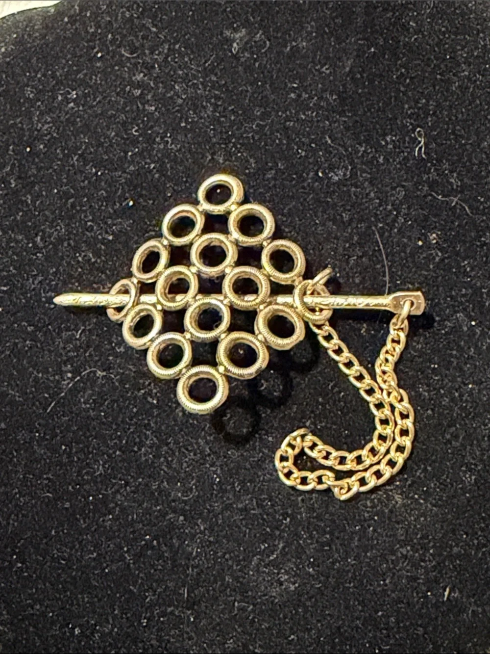 Vintage Gold Geometric Scarf Slide Pin Chain